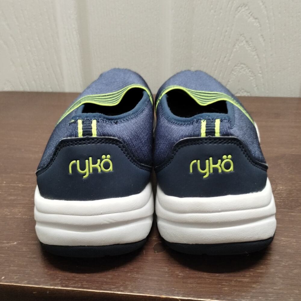 Women’s Navy Slip-On Sneakers with Lime Accent - Picture 5 of 7